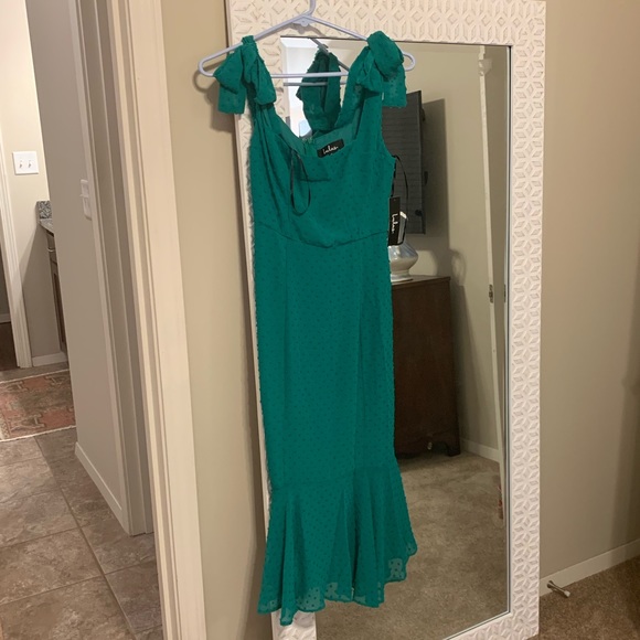 NWT Emerald green tie shoulder dress - Picture 2 of 2